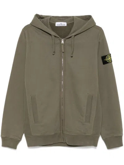 Stone Island Brushed Cotton Sweatshirt Hoodie In Brown