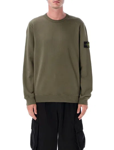Stone Island Brushed Organic Cotton Sweatshirt In Green