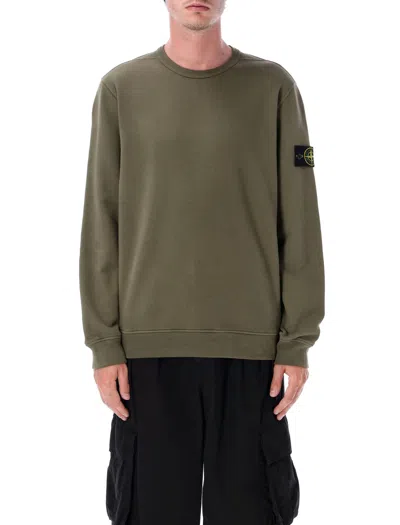 Stone Island Brushed Organic Cotton Sweatshirt In Green