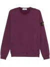 Stone Island Crewneck Jumper With Raised Stitch Details In Purple