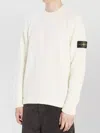 Stone Island Textured Knitwear Sweater With Logo Patch In White