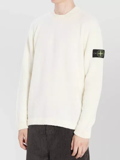 STONE ISLAND BRUSHED TEXTURE KNIT CREW NECK SWEATER