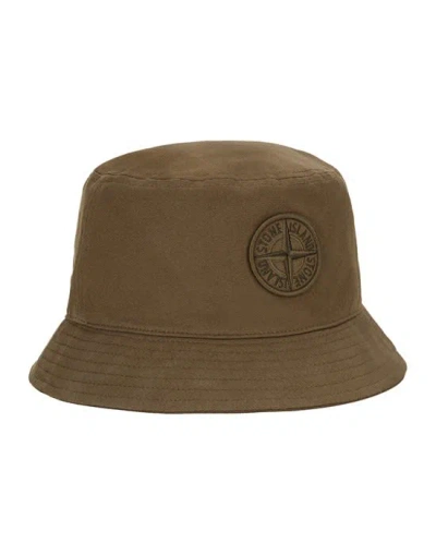 Stone Island Bucket Hat In Brown