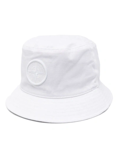 Stone Island Compass-motif Bucket Hat In White