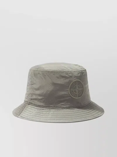 Stone Island Bucket Hat With Wide Brim And Mesh Lining In Neutral