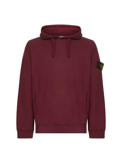Stone Island Burgundy Brushed Organic Cotton Hoodie In Brown