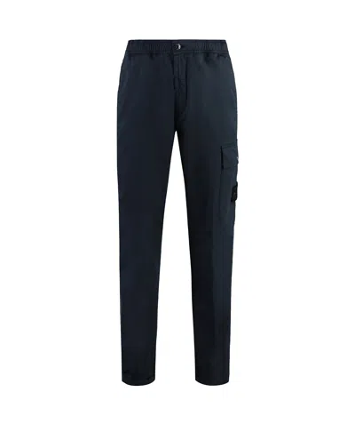 Stone Island Button Casual Pants In Blue