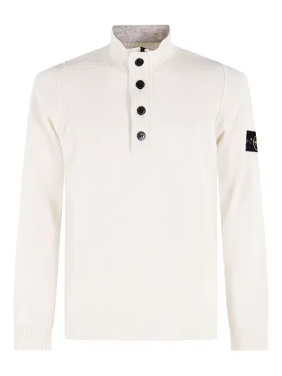 STONE ISLAND BUTTON COLLAR LONG-SLEEVES SWEATER