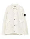 Stone Island Overshirt With Patch Pockets And Snap Cuffs In White