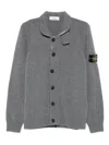 Stone Island Knit Button-up Jumper In Lamb Wool And Nylon Blend In Gray