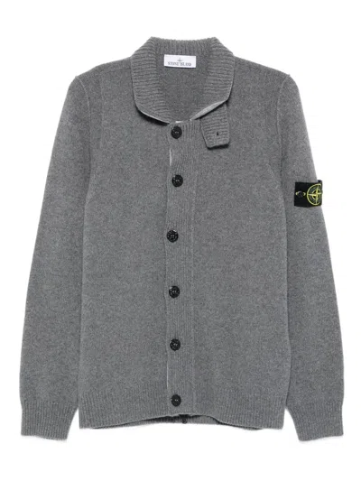 Stone Island Button-fastening Cardigan In Gray