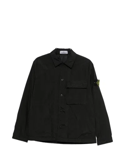 Stone Island Button-fastening Chest-pocket Jacket In Black