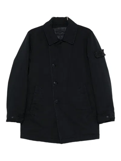 Stone Island Button-fastening Coat In Blue