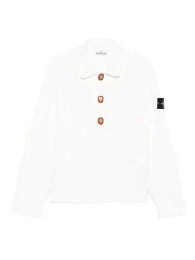 Stone Island Button-fastening Cotton Jacket In White