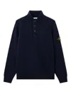 Stone Island Long Sleeve Knit Sweater With Removable Patch In Blue
