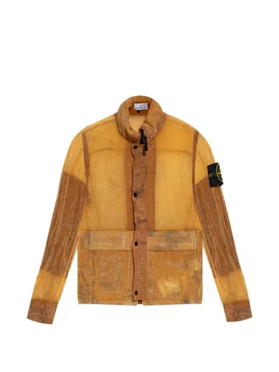 Stone Island Button Flap Pocket Jacket In Brown