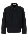 Stone Island Blue Jacket With Classic Collar And Logo Patch On The Sleeve In Tech Fabric Man