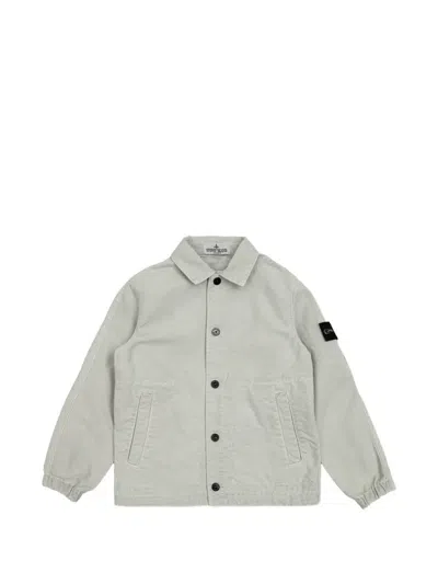Stone Island Kids' Button Logo-patch Jacket In Green