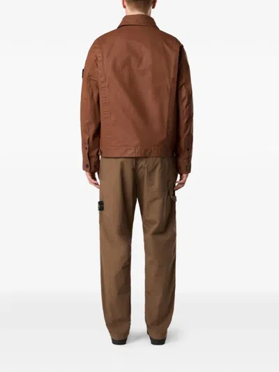 Stone Island Button Patch Jacket In Brown