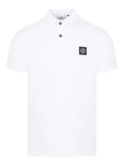 Stone Island Short-sleeve Polo Shirt With Classic Collar In White