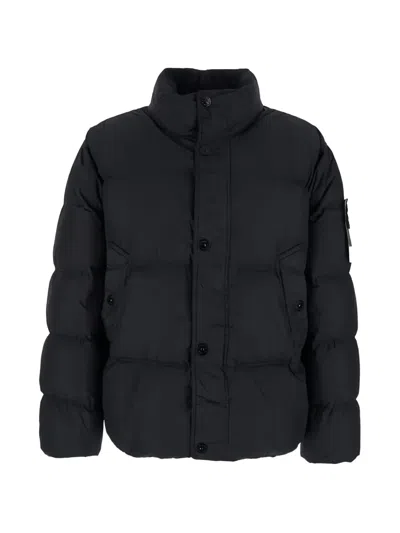 Stone Island Garment Dyed Crinkle Reps Ny Down Jacket With Duck Down Padding In Black