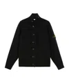 Stone Island Button-up Jumper With Felt Trims In Black