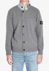 Stone Island Knit Button-up Jumper In Lamb Wool And Nylon Blend In Gray