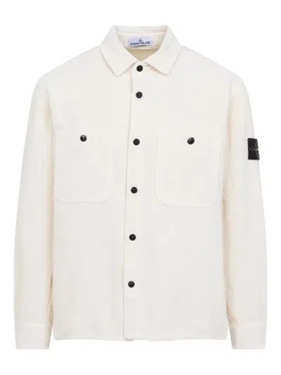 STONE ISLAND BUTTONED CORDUROY SHIRT