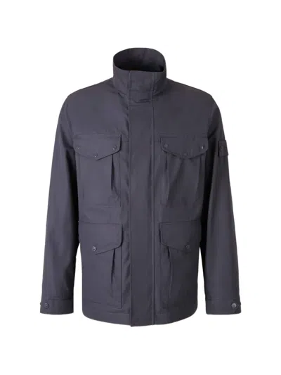 Stone Island Buttoned Flap-pocket Jacket In Blue