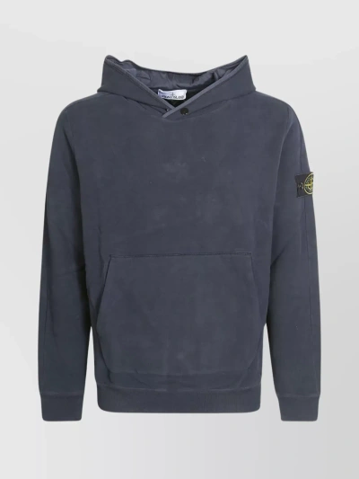 Stone Island Buttoned Hoodie And Pouch Pocket In Gray