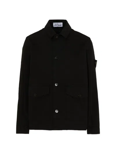 Stone Island Buttoned Jacket In Black