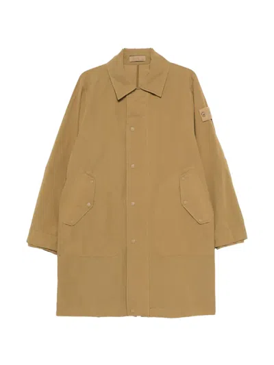 Stone Island Buttoned Parka In Brown