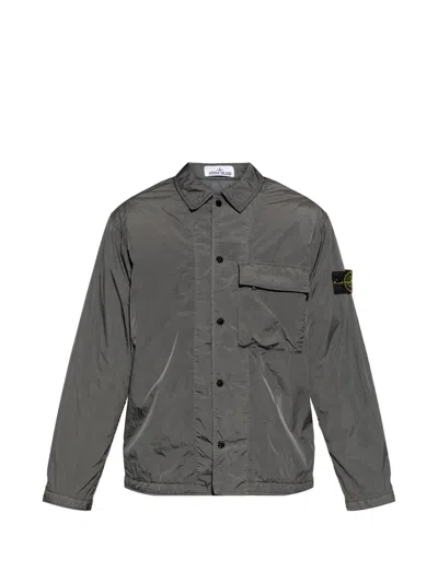 Stone Island Buttoned Pocket Jacket In Gray