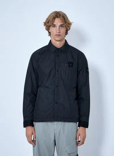 Stone Island Button-up Nylon Jacket In Blue