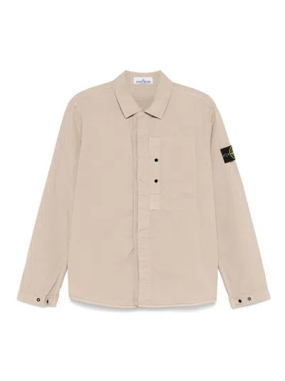 Stone Island Cotton Twill Shirt In Pink