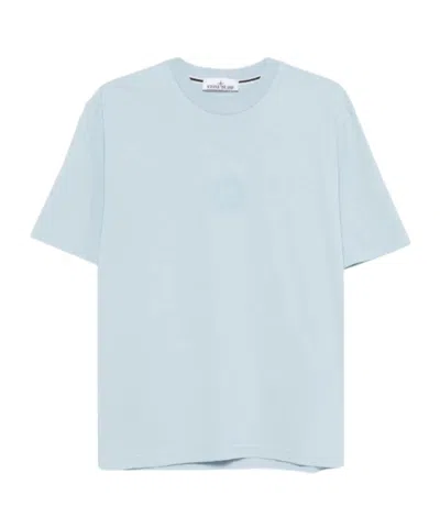 Stone Island Camo Compass Printed Crewneck T-shirt In Blue