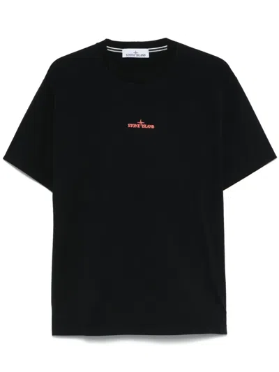 Stone Island Desert Graphic Cotton Jersey T Shirt In Blue