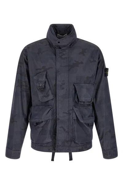 Stone Island Camouflage Jacket Puffer Jackets Blue In Multi