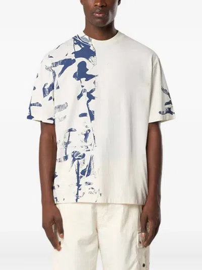 Stone Island Camouflage-print T-shirt In Ivory