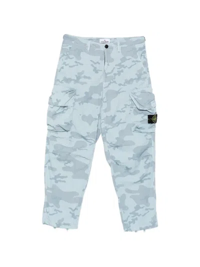 Stone Island Camouflage-print Cargo Trousers In Blue