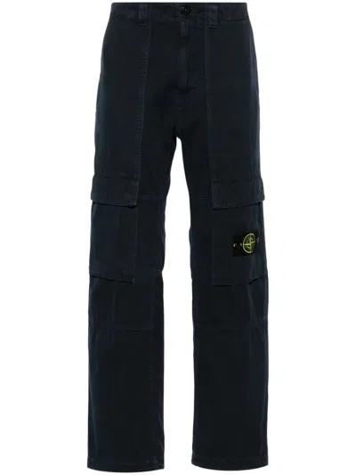 Stone Island Canvas Cargo Pants In Blue