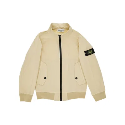 Stone Island Canvas Jacket With Logo Badge Kids In Neutral