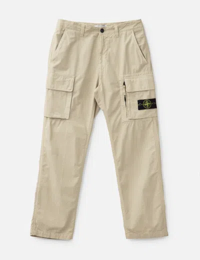 Stone Island Canvas Weave Cotton Cargo Trousers In Neutral