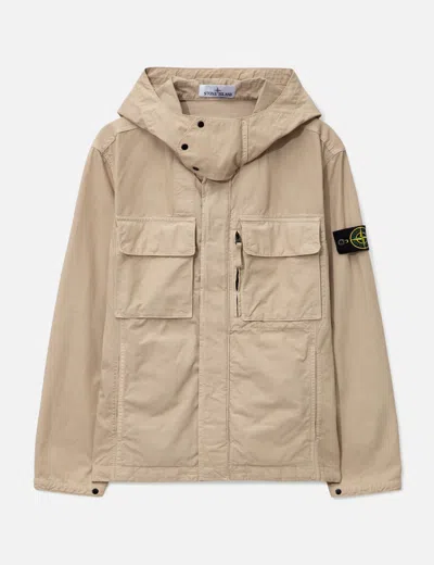 Stone Island Canvas Weave Cotton Hooded Field Jacket In Neutral