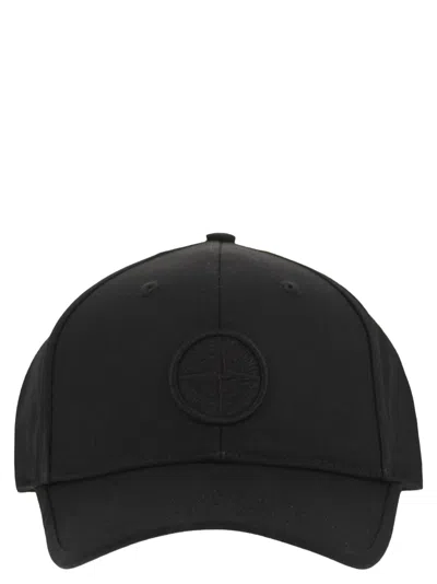 Stone Island Cap With Compass Logo In Black