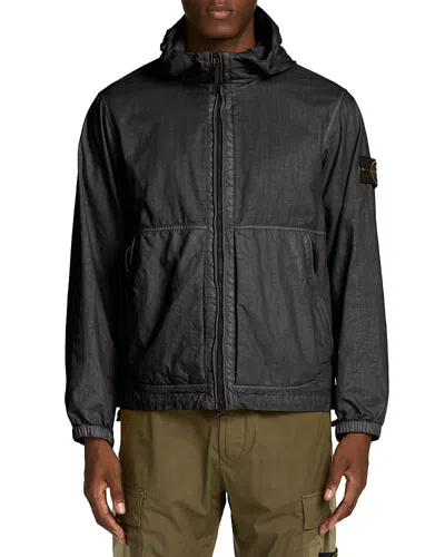 Stone Island Capospalla Zip Hooded Jacket In Black