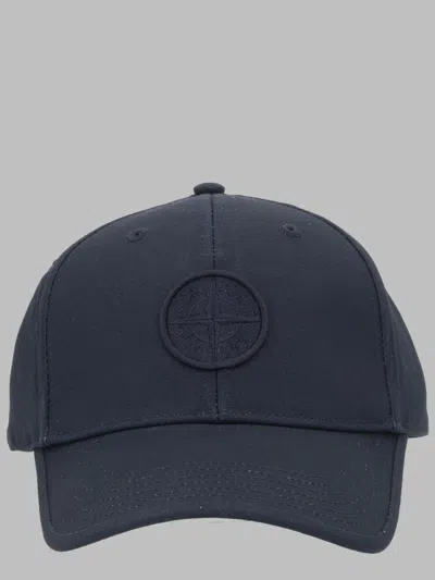 Stone Island Mens Black Brand-embroidered Cotton Baseball Cap In Blue