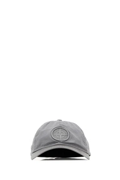 Stone Island Grey Nylon Baseball Cap In Green
