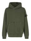 STONE ISLAND GREEN HOODIE WITH KANGAROO POCKET AND PATCH LOGO IN COTTON MAN