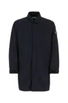 Stone Island Fabric Overcoat With Stand-up Collar And Back Vent